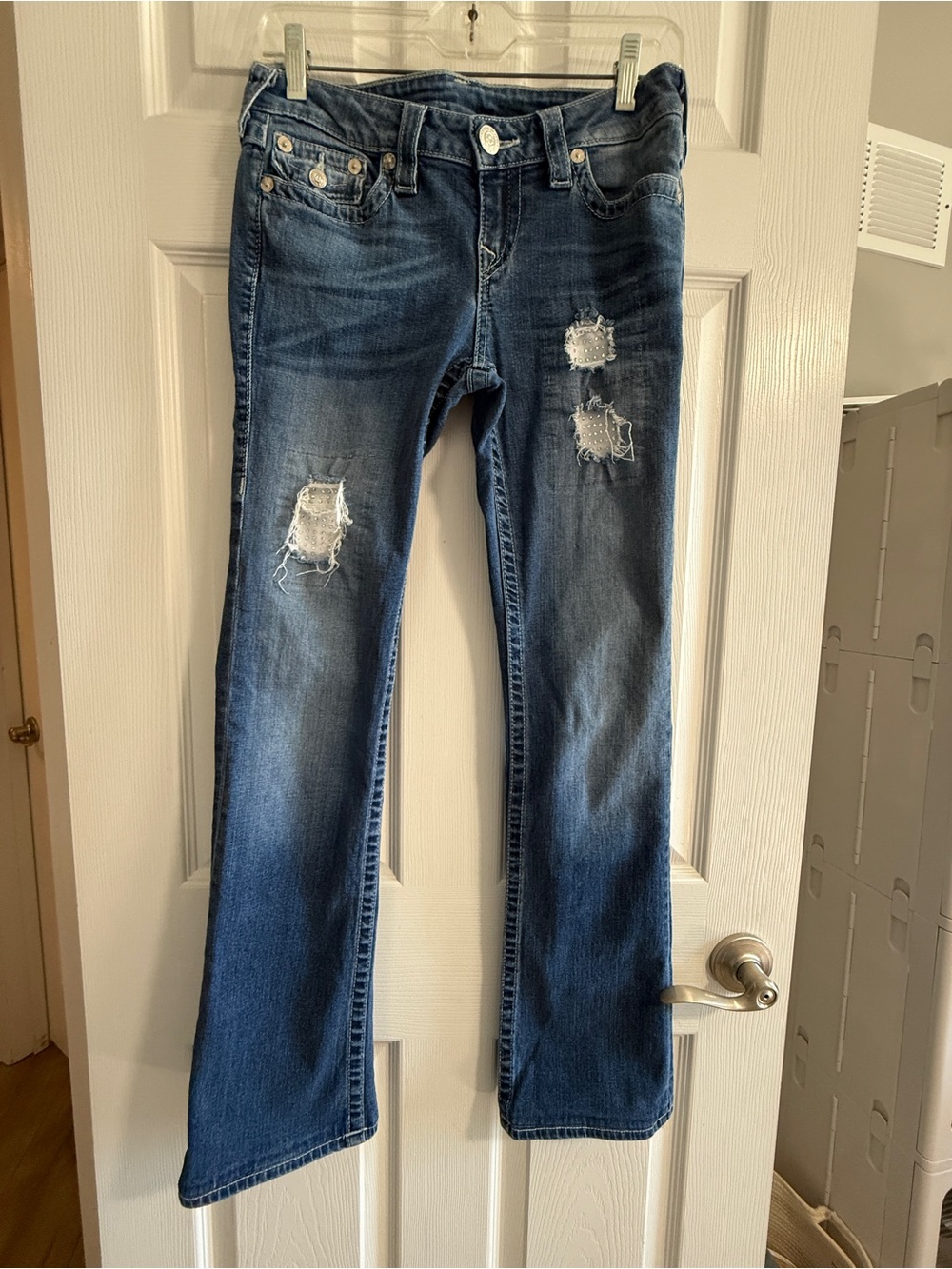 True Religion Nat Clr Crystal Bootcut Flap Jeans Size 28